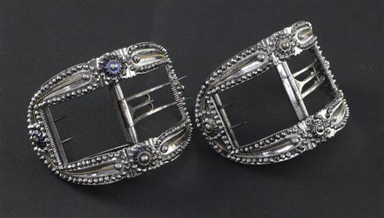 A pair of mid 18th century Russian oval cut steel buckles, probably Tula,